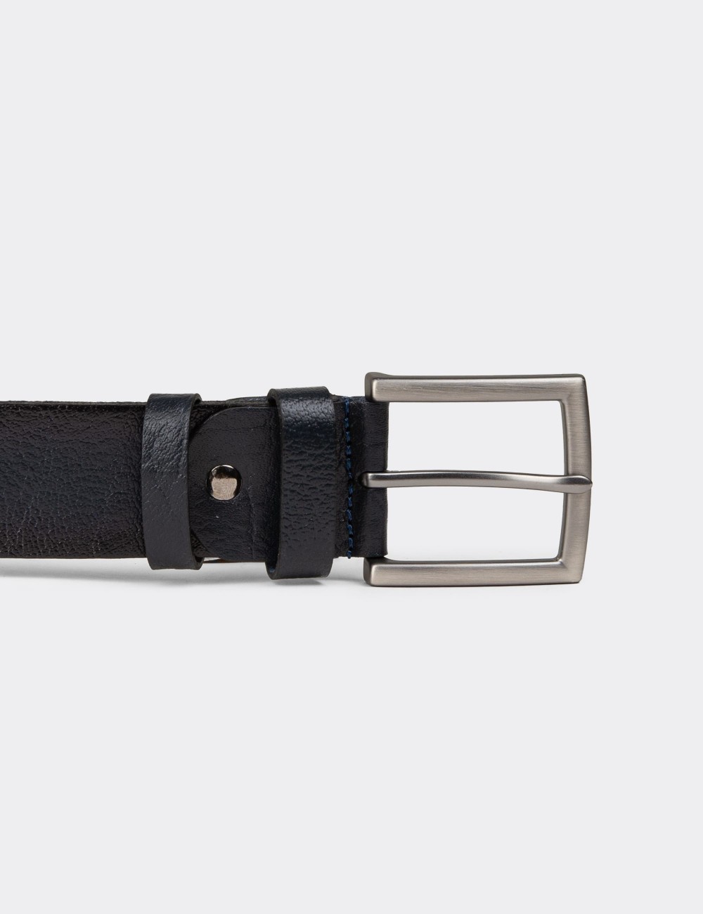 Leather Navy Men's Belt - TB002MLCVW01