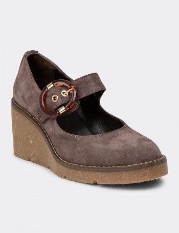 Women's Sandstone Suede Leather Platform Shoes