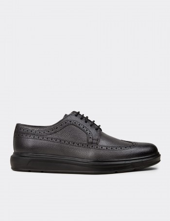 Gray  Leather Lace-up Shoes - 01293MGRIP03