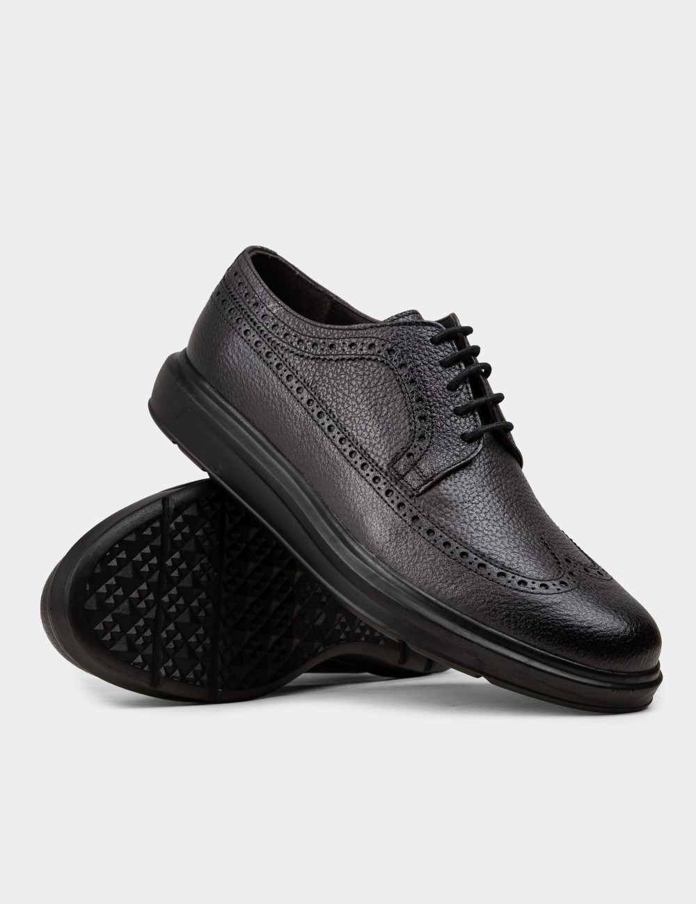 Gray  Leather Lace-up Shoes - 01293MGRIP03