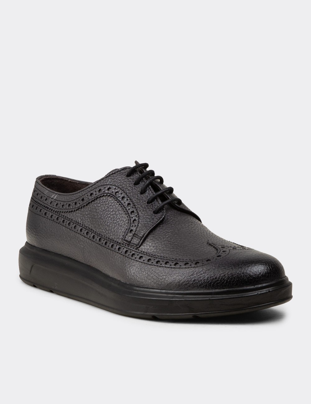 Gray  Leather Lace-up Shoes - 01293MGRIP03