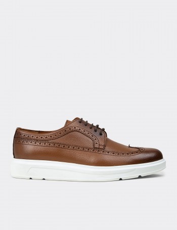 Tan  Leather Lace-up Shoes - 01293MTBAP04