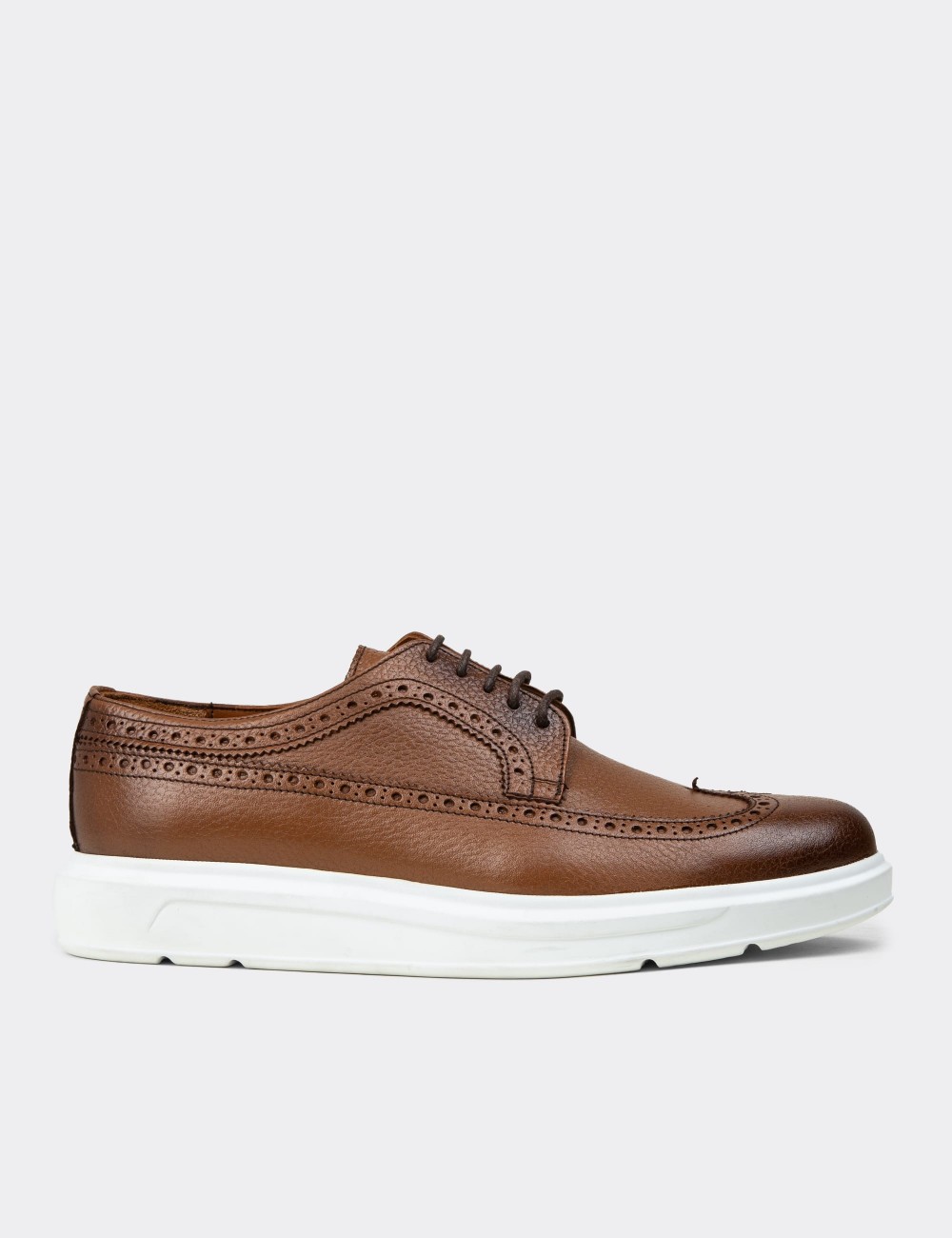 Tan  Leather Lace-up Shoes - 01293MTBAP04