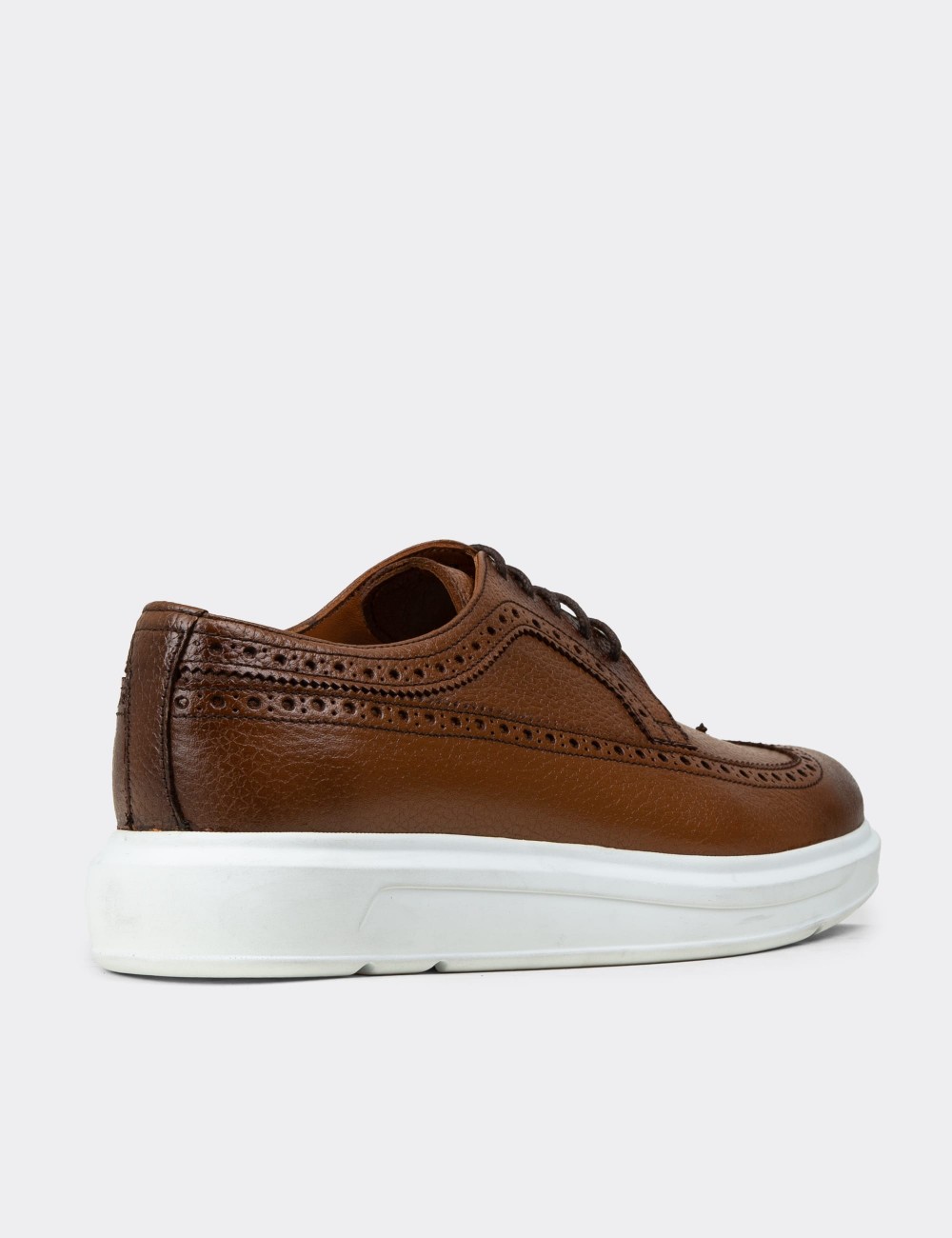 Tan  Leather Lace-up Shoes - 01293MTBAP04