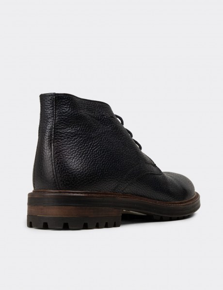 Navy  Leather Desert Boots