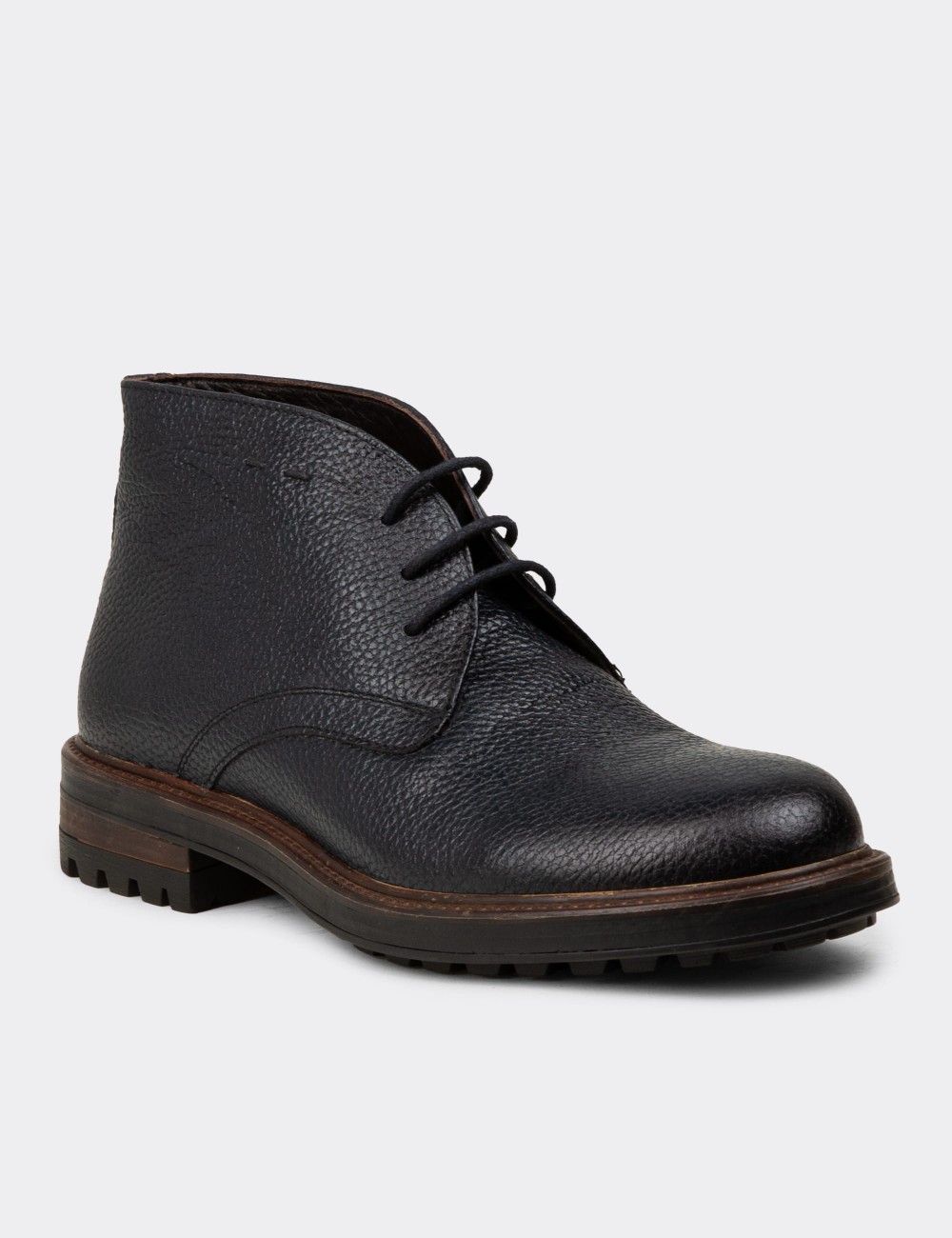 Navy  Leather Desert Boots - 01295MLCVC03