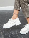 White  Leather Lace-up Shoes