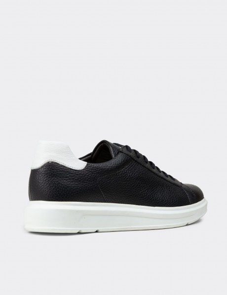 Navy  Leather Lace-up Shoes