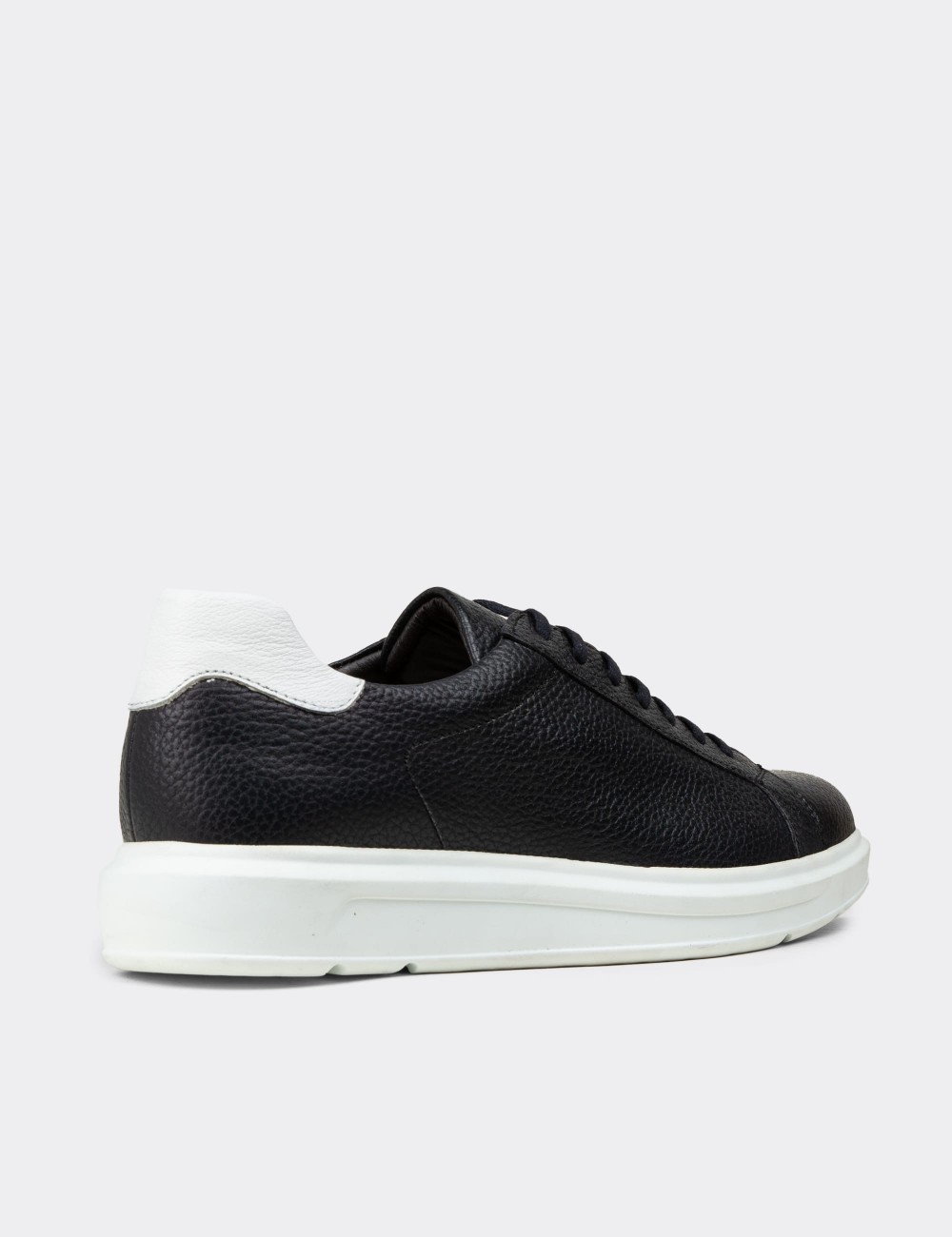 Navy  Leather Lace-up Shoes - 01673MLCVP02