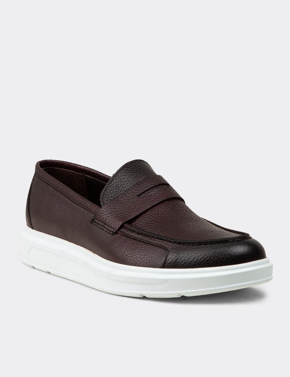 Burgundy  Leather Loafers - 01564MBRDP08