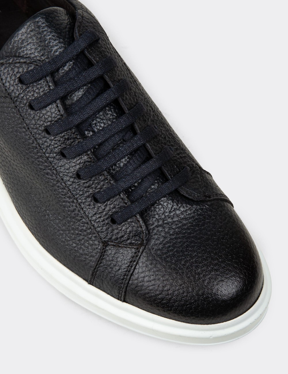 Navy  Leather Lace-up Shoes - 01673MLCVP02