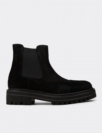 Black Suede Leather Chelsea Boots - 01800ZSYHE03