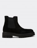Black Suede Leather Chelsea Boots