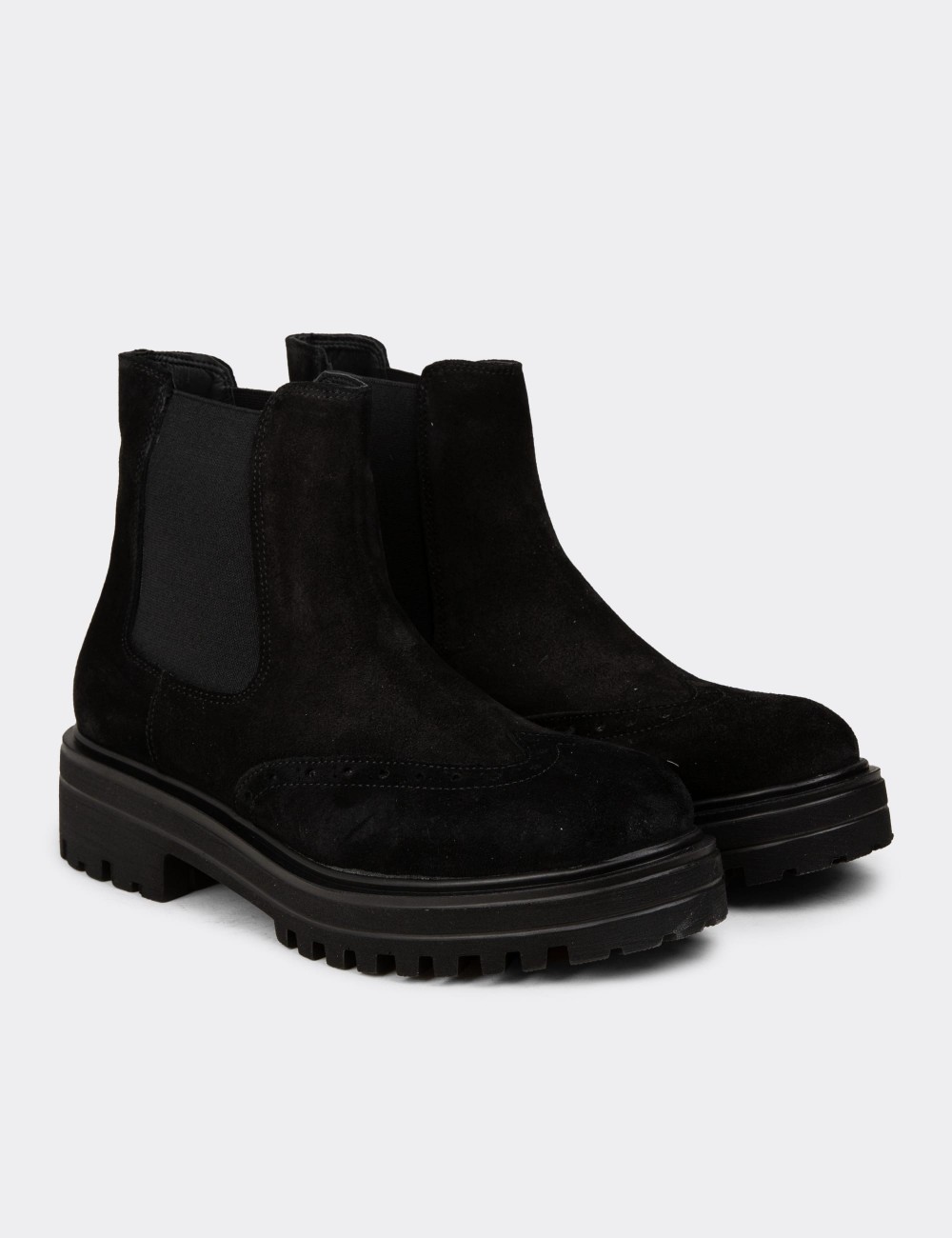 Black Suede Leather Chelsea Boots - 01800ZSYHE03