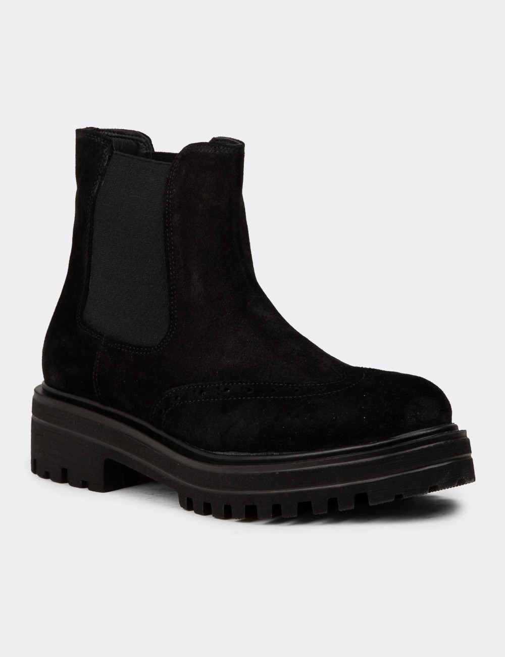 Black Suede Leather Chelsea Boots - 01800ZSYHE03
