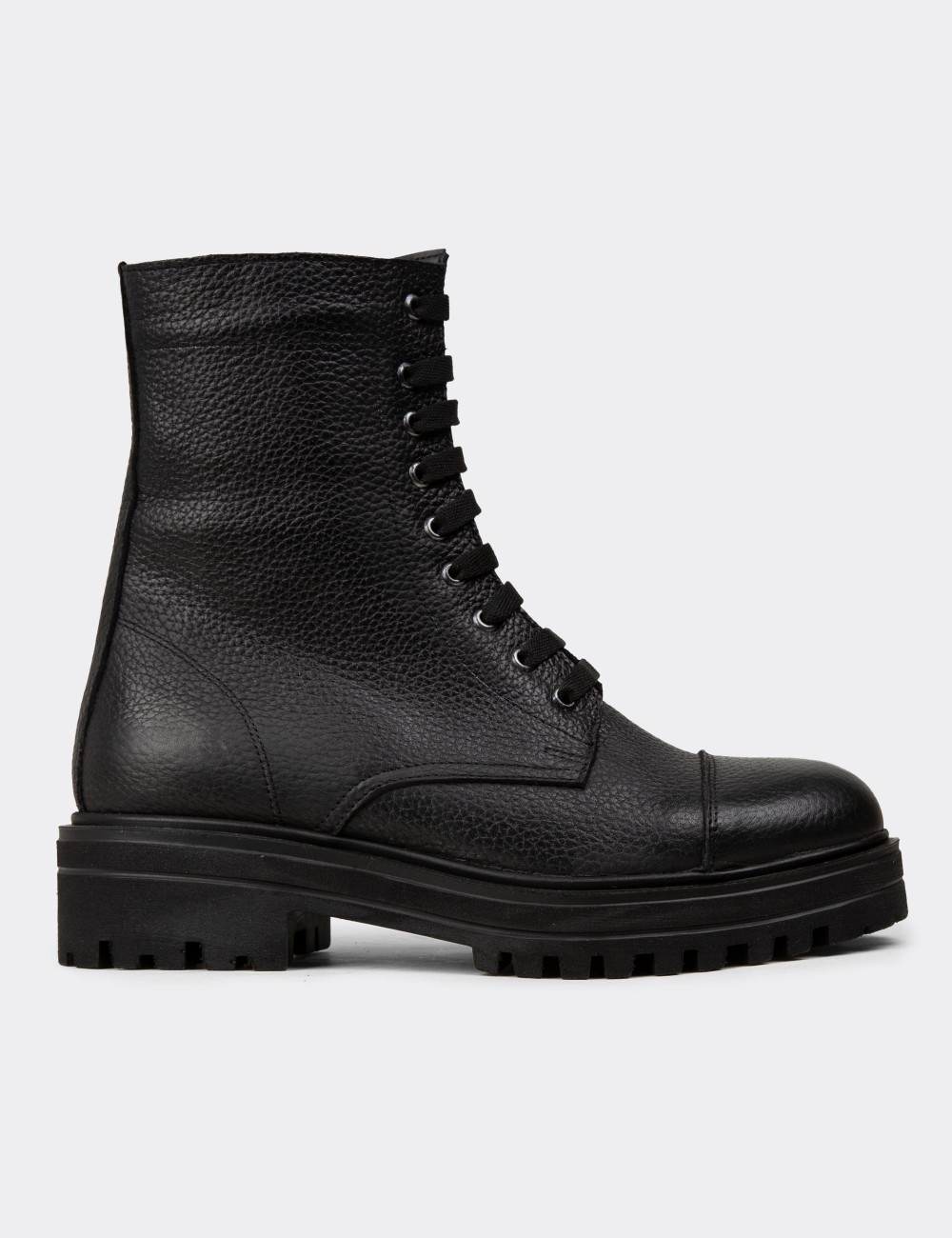 Black  Leather Postal Boots - 01802ZSYHE01