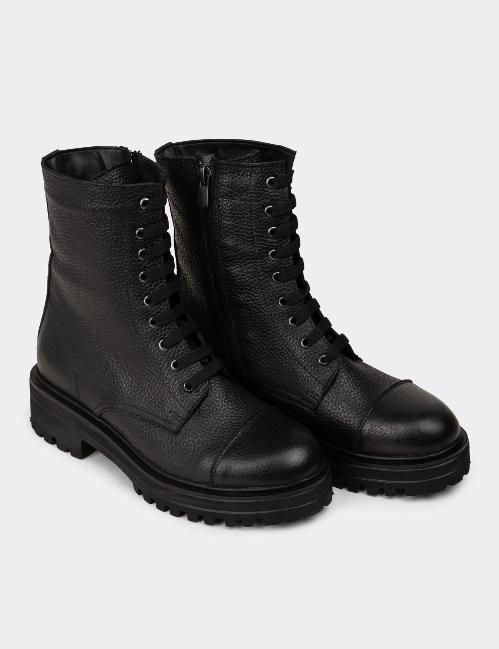 Black  Leather Postal Boots - 01802ZSYHE01