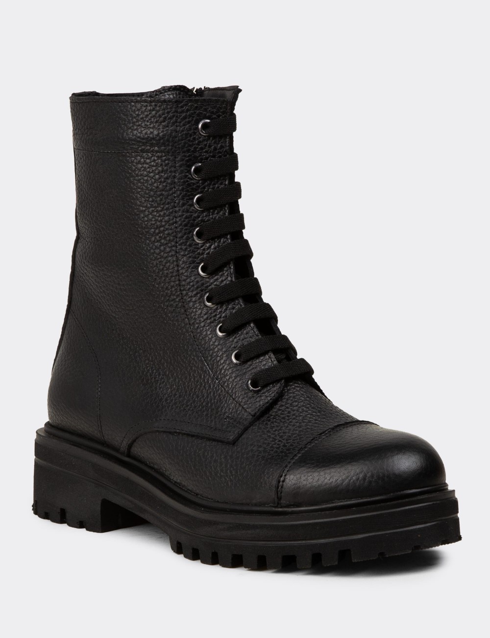 Black  Leather Postal Boots - 01802ZSYHE01