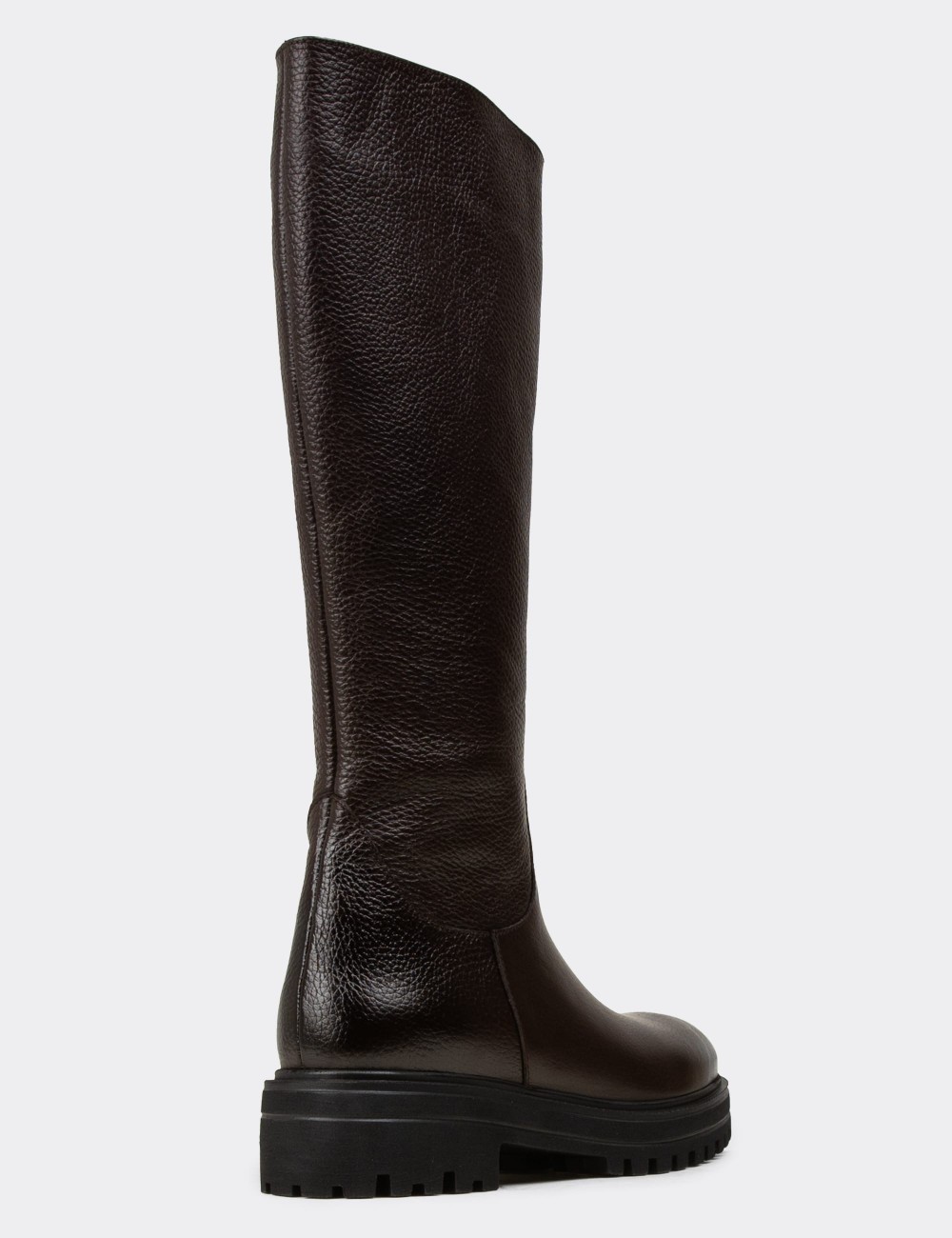 Brown  Leather  Boots - 01807ZKHVE01