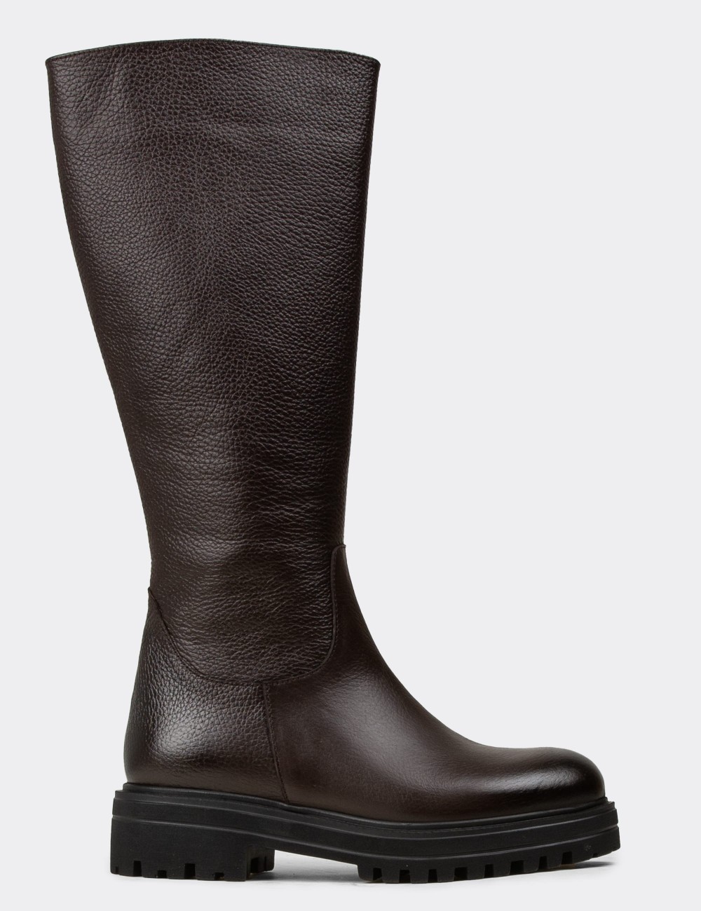 Brown  Leather  Boots - 01807ZKHVE01