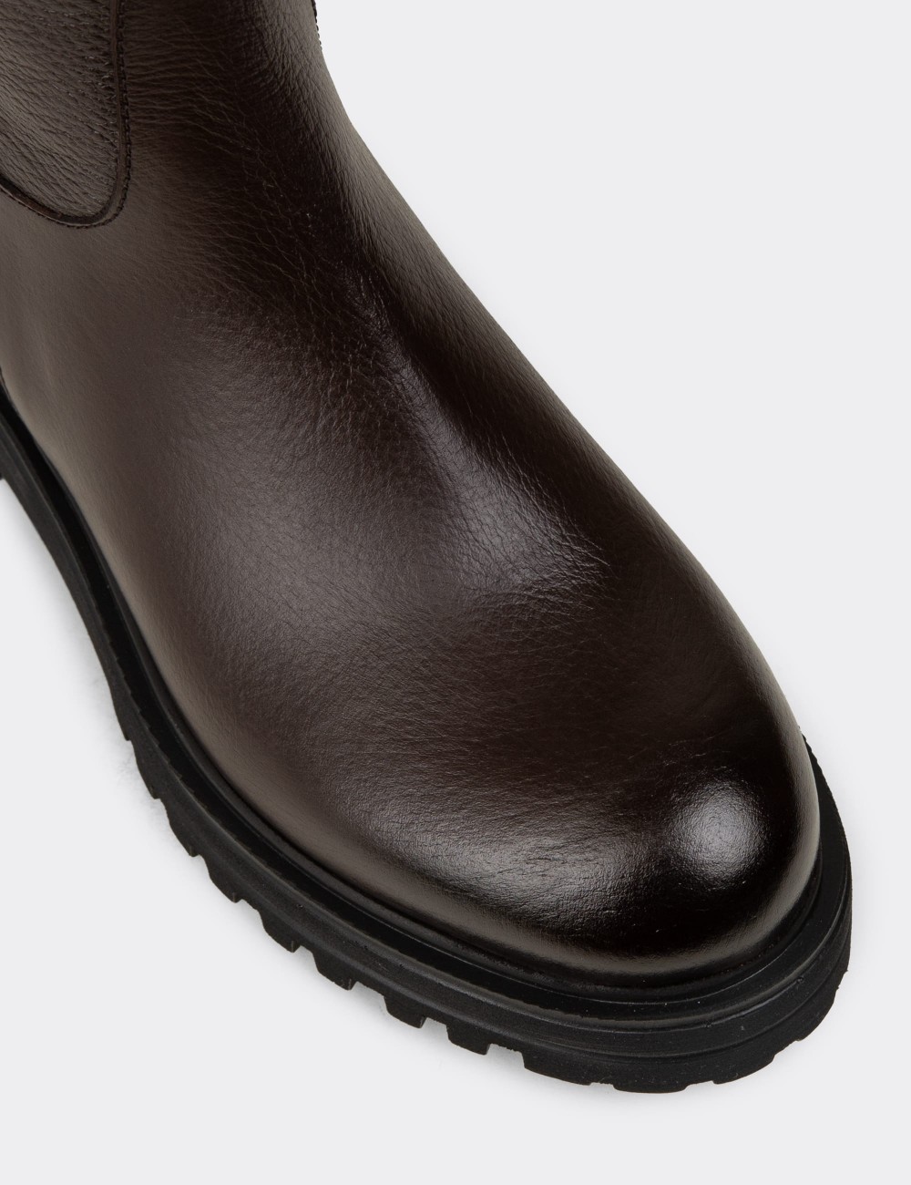 Brown  Leather  Boots - 01807ZKHVE01