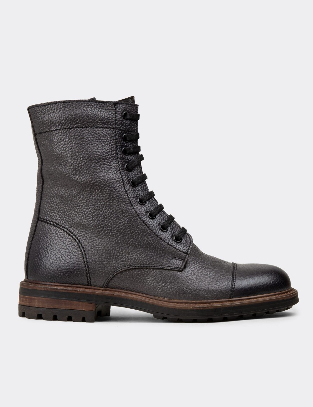 Gray  Leather Postal Boots - 01857MGRIC02