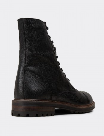 Black  Leather Postal Boots - 01857MSYHC03