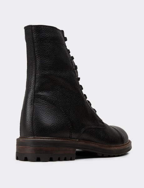 Black  Leather Postal Boots