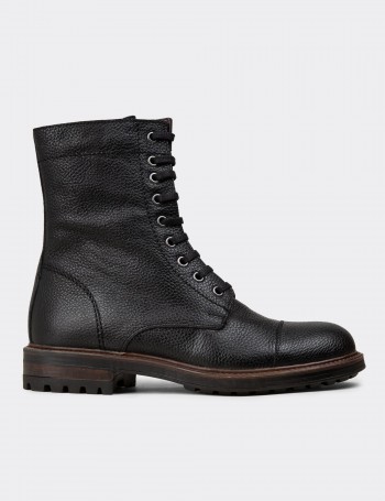 Black  Leather Postal Boots - 01857MSYHC03