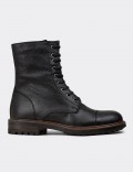 Black  Leather Postal Boots