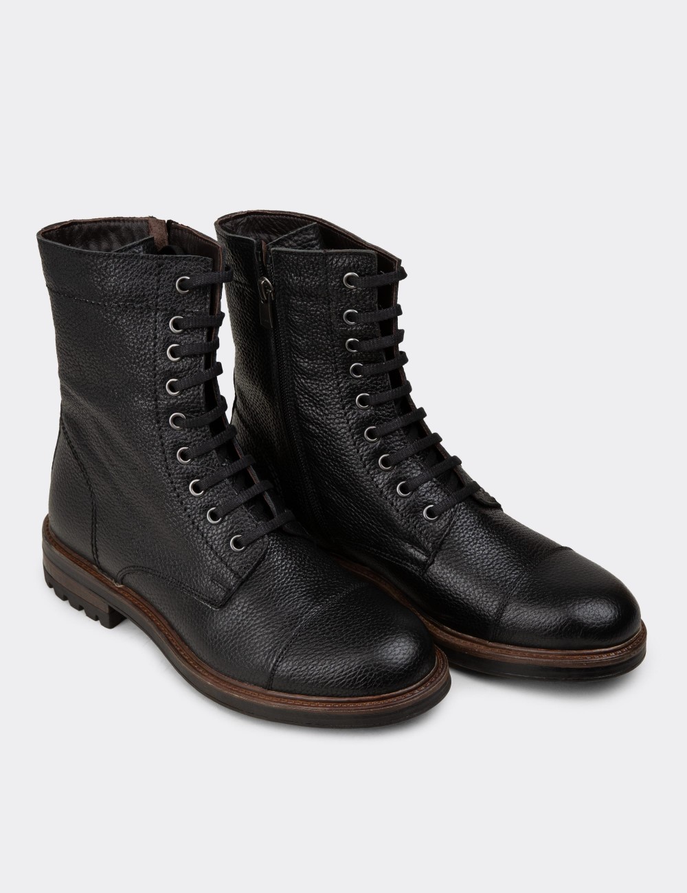 Black  Leather Postal Boots - 01857MSYHC03