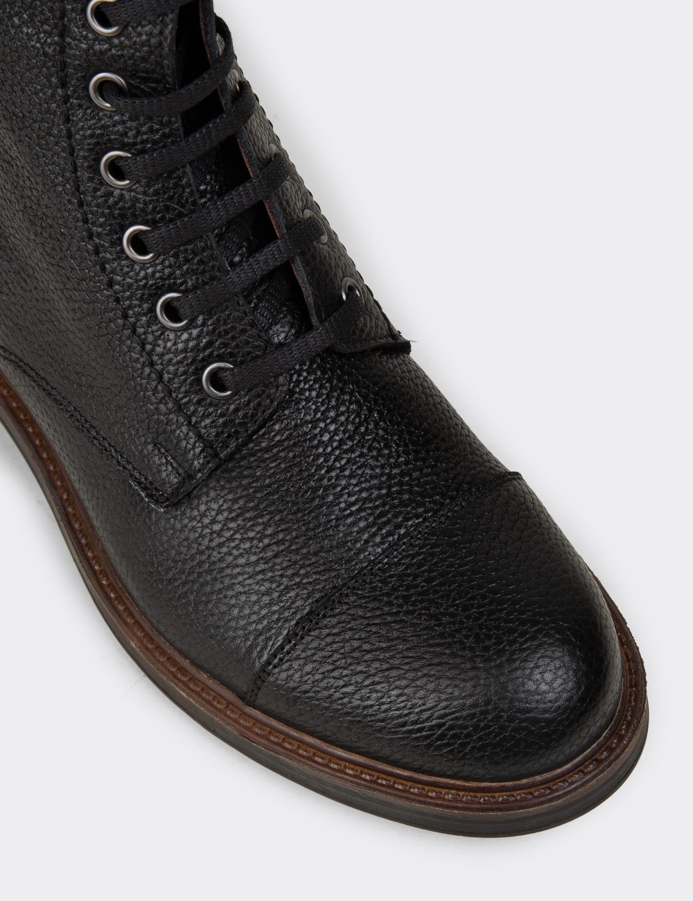 Black  Leather Postal Boots - 01857MSYHC03