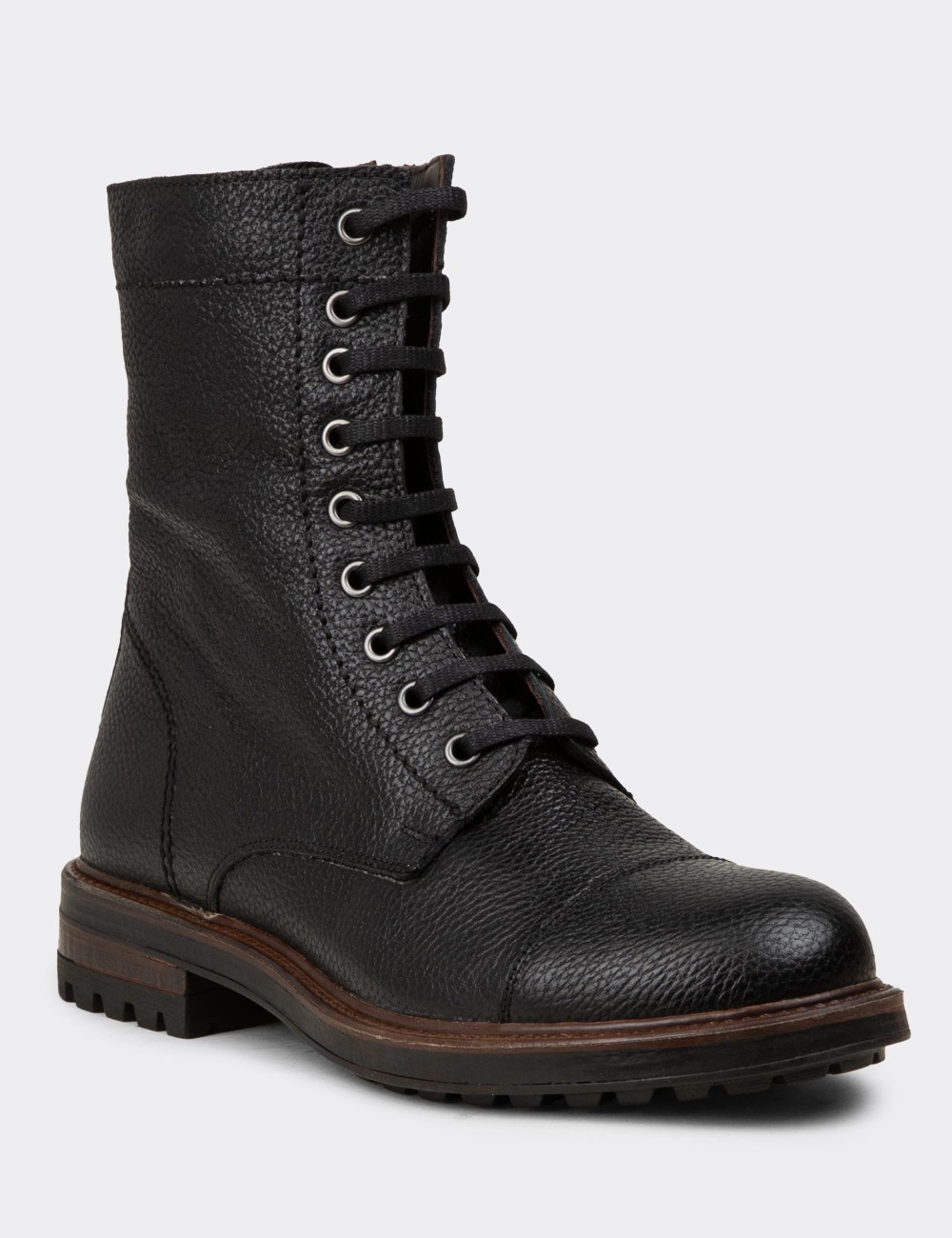 Black  Leather Postal Boots - 01857MSYHC03