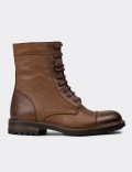 Tan  Leather Postal Boots