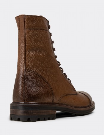 Tan  Leather Postal Boots - 01857MTBAC01