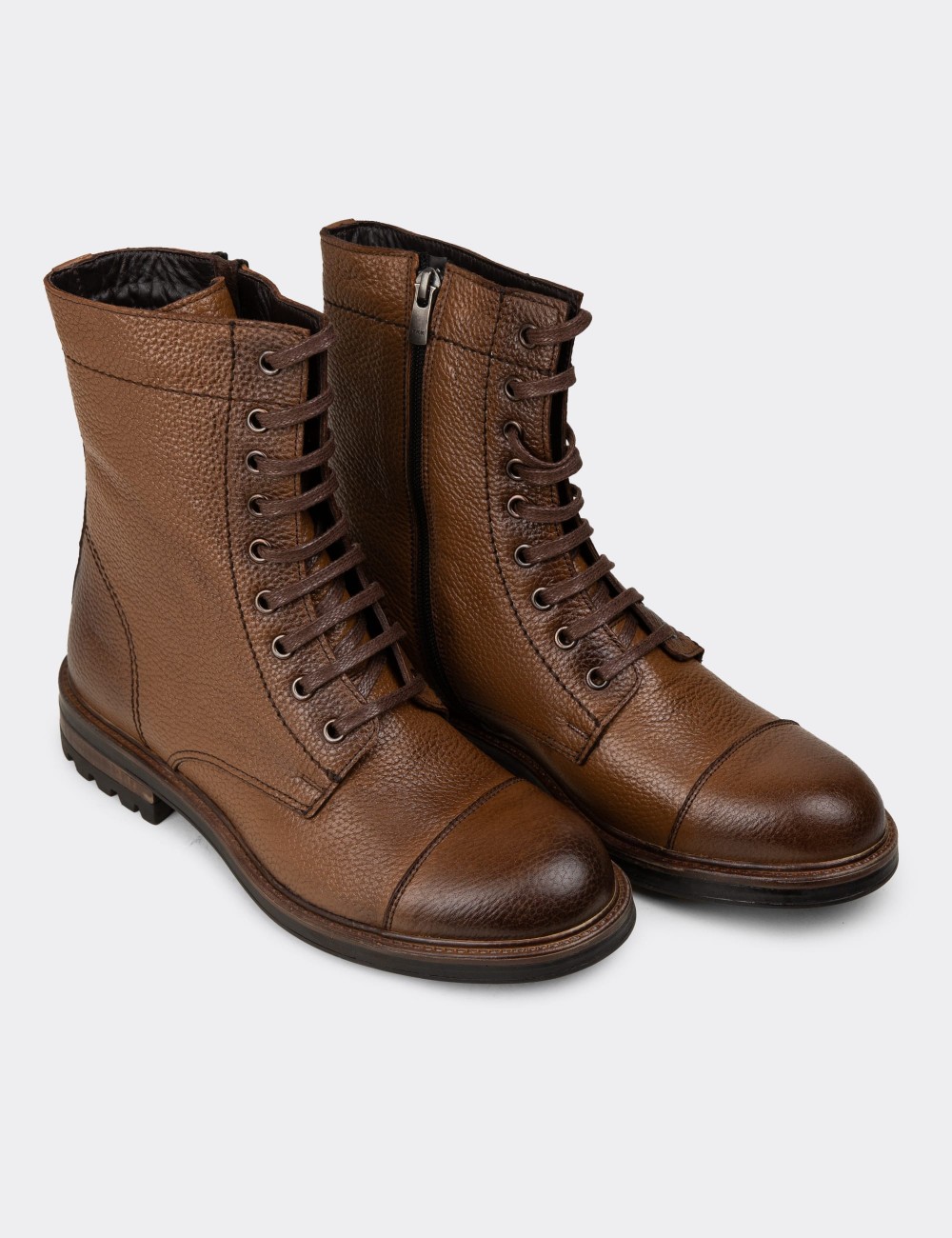 Tan  Leather Postal Boots - 01857MTBAC01