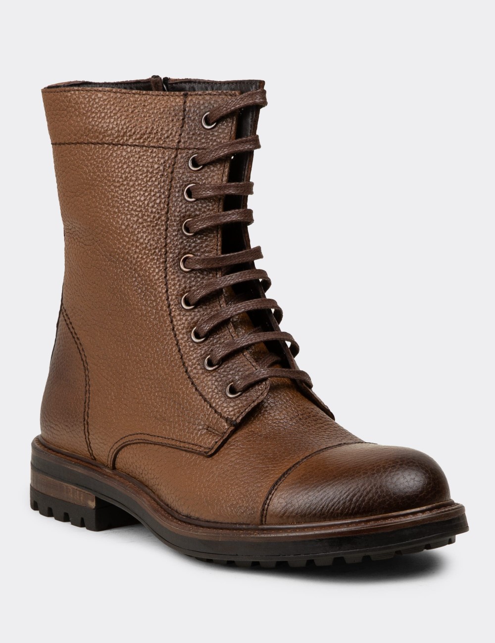 Tan  Leather Postal Boots - 01857MTBAC01