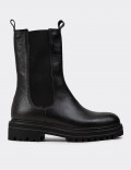 Black  Leather Chelsea Boots