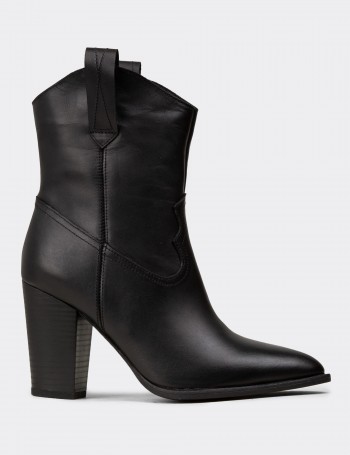 Black  Leather Boots - E4460ZSYHC01