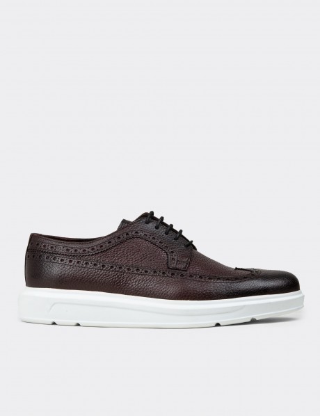 Burgundy  Leather Lace-up Shoes