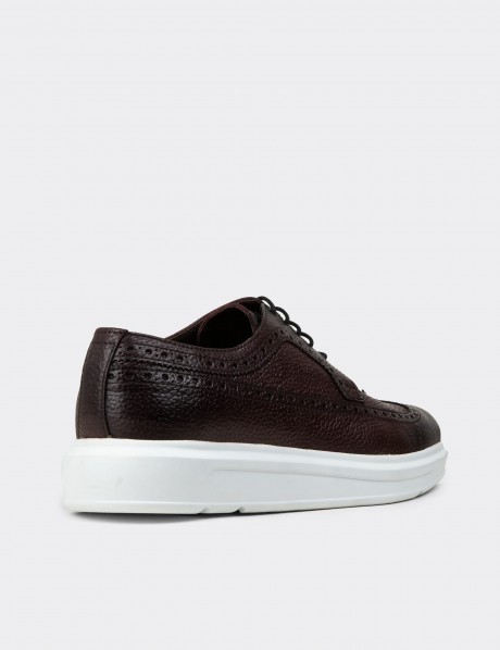 Burgundy  Leather Lace-up Shoes