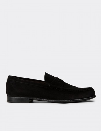 Black  Leather Loafers - 01510MSYHC01