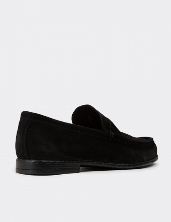 Black  Leather Loafers - 01510MSYHC01