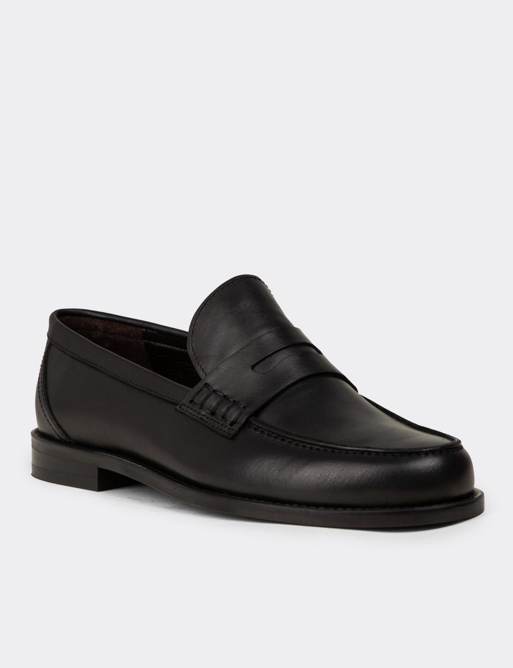 Black  Leather Loafers - 01538MSYHM02