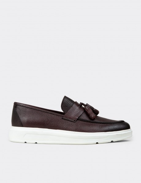 Burgundy  Leather Loafers & Moccasins Shoes