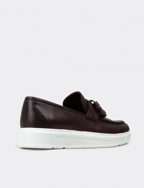 Burgundy  Leather Loafers & Moccasins Shoes