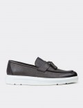 Gray  Leather Loafers