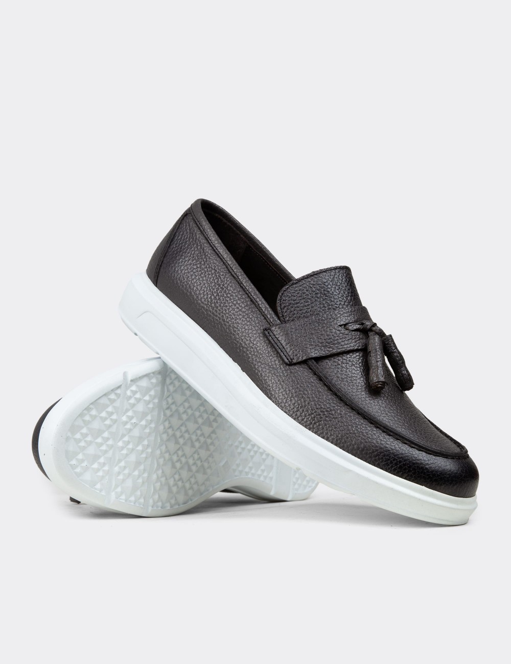 Gray  Leather Loafers - 01587MGRIP02