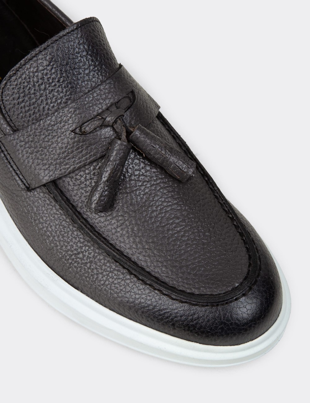 Gray  Leather Loafers - 01587MGRIP02