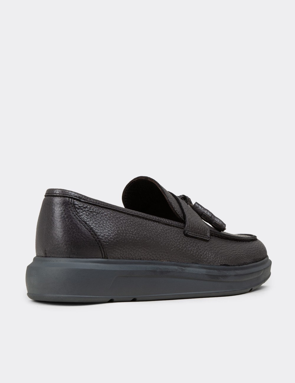 Gray  Leather Loafers - 01587MGRIP04